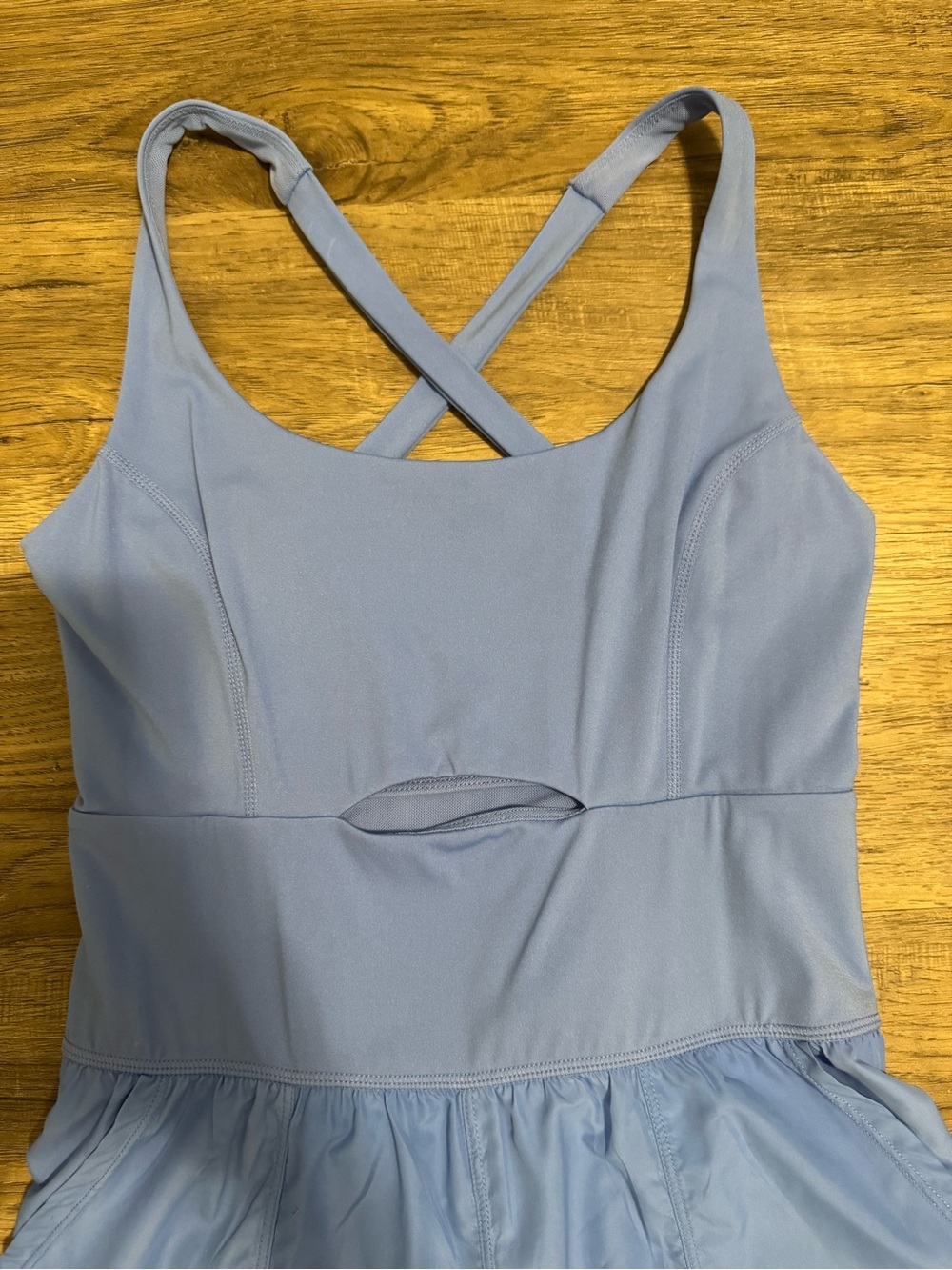 Amazon Light Blue Crossback Romper with Front Keyhole